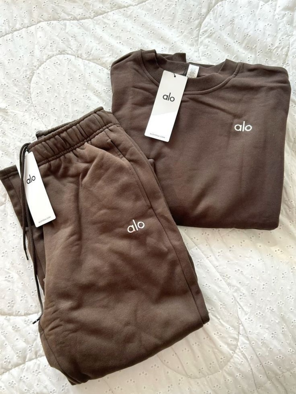 ALO Yoga Brown Sweatshirt & Jogger Set